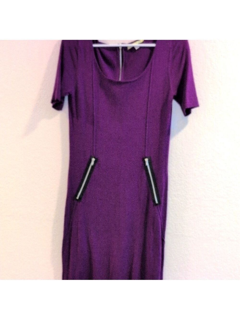 Purple Short Sleeve Dress with Zipper Accents by Gianni Bini , Size Small.